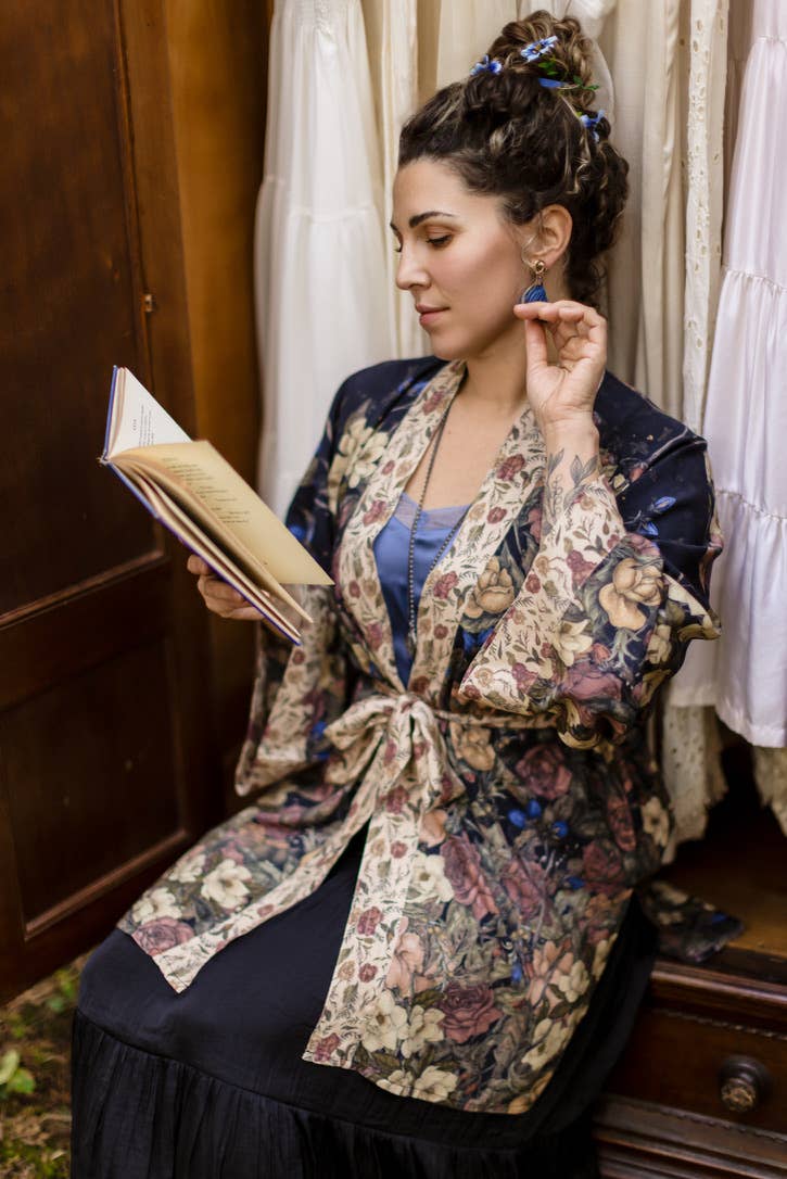 Lionheart Matinée Duster w/ florals & Narnia inspired print