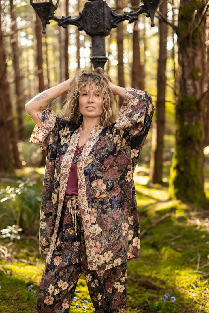 Lionheart Matinée Duster w/ florals & Narnia inspired print