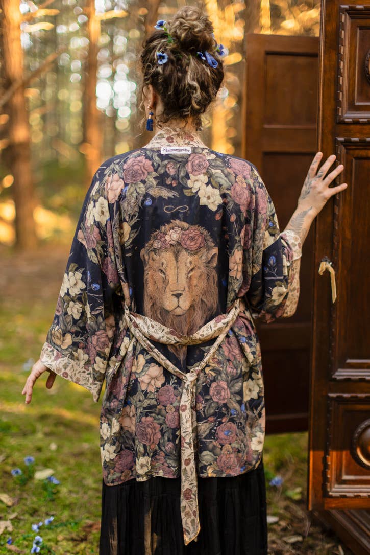 Lionheart Matinée Duster w/ florals & Narnia inspired print