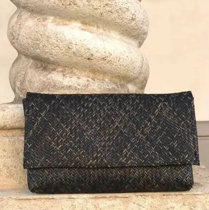 Rattan Clutch - Batik Print Lining