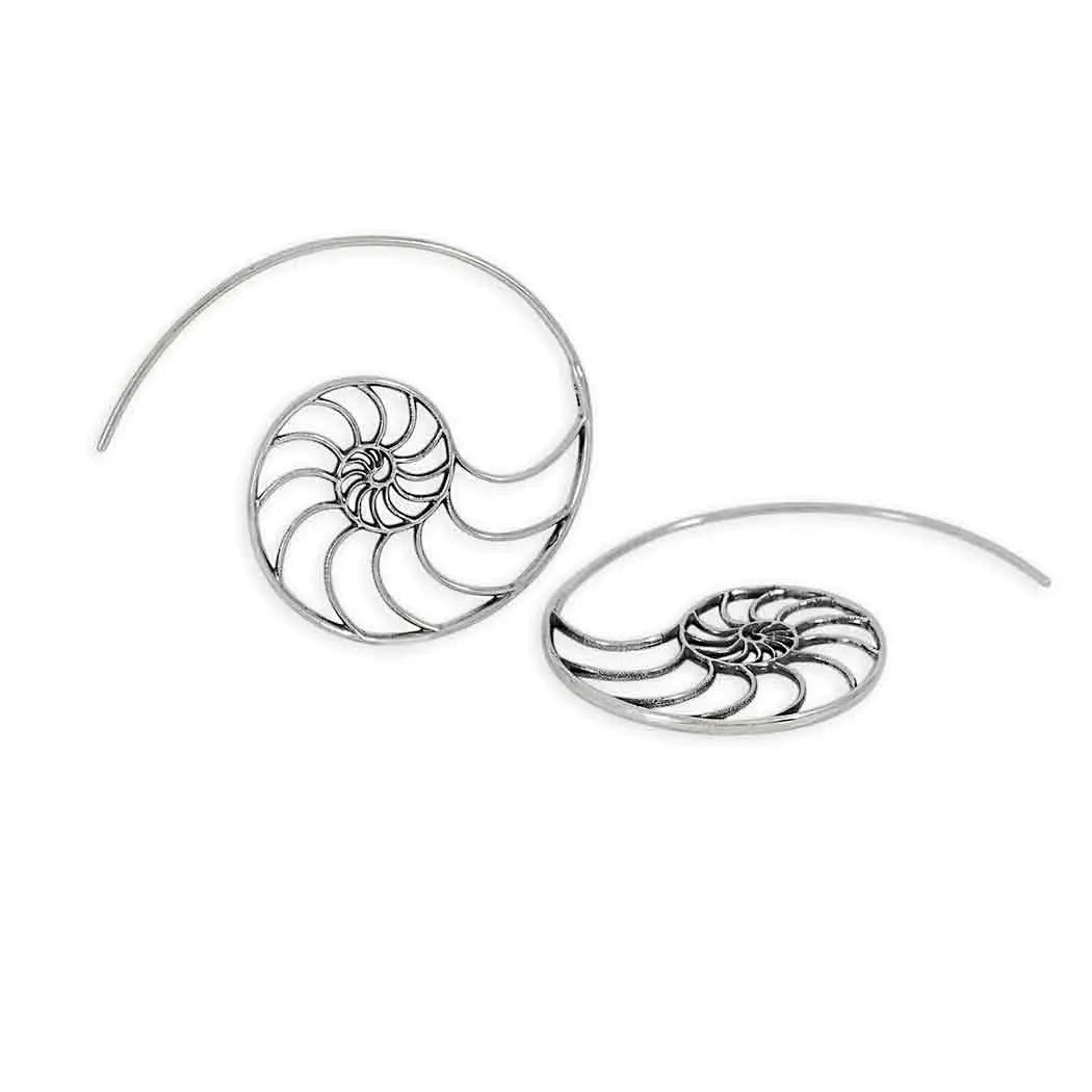 nautilus spiral hoop earrings sterling silver