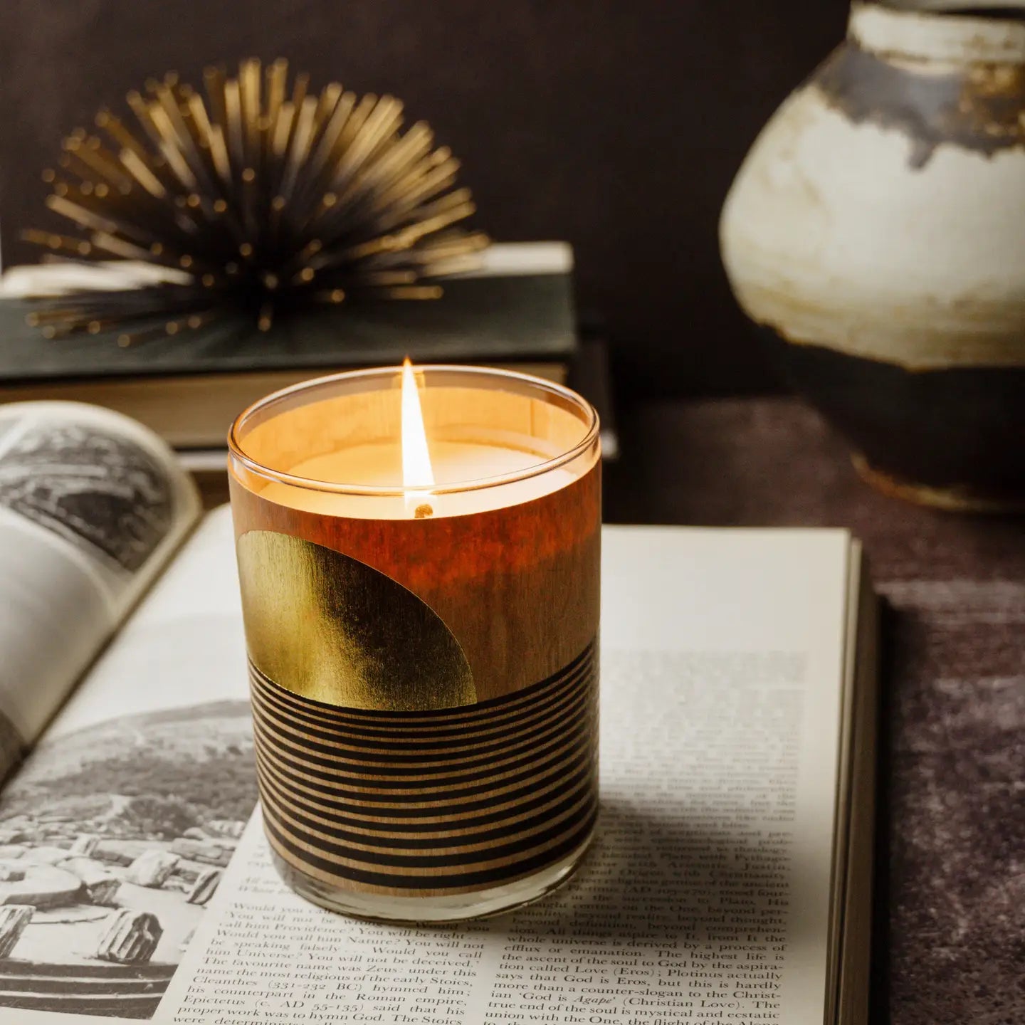 Golden Hour Gold Foil Wood Wrapped Candle