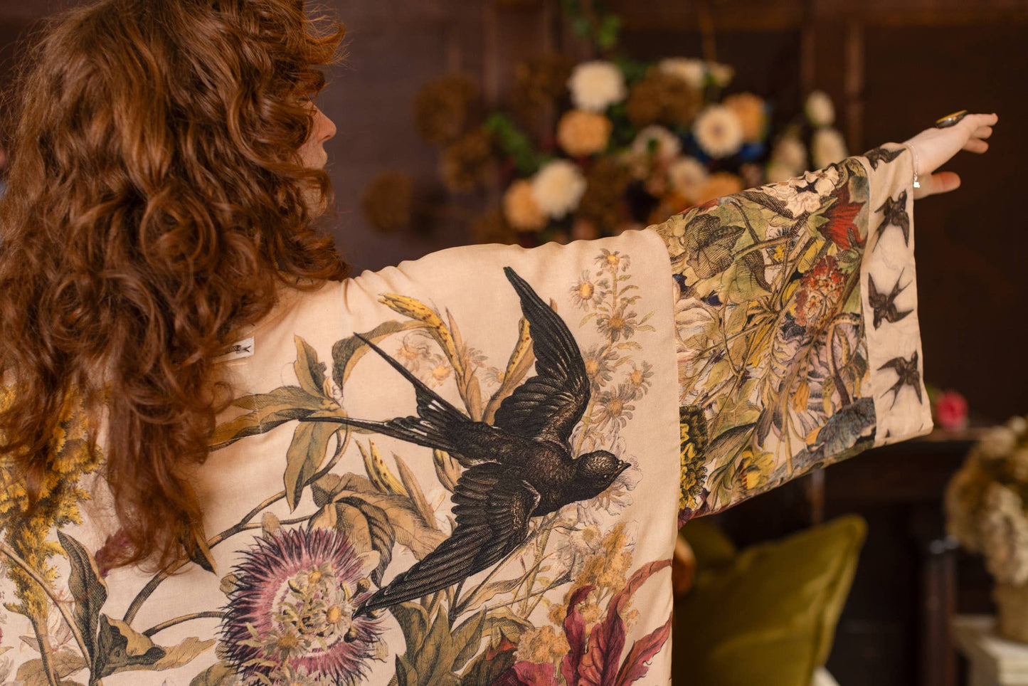 Golden Hour Opera Duster Kimono Robe w/ floral print