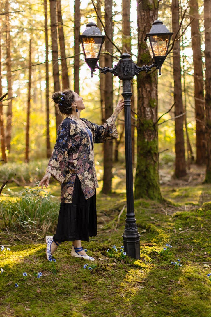 Lionheart Matinée Duster w/ florals & Narnia inspired print