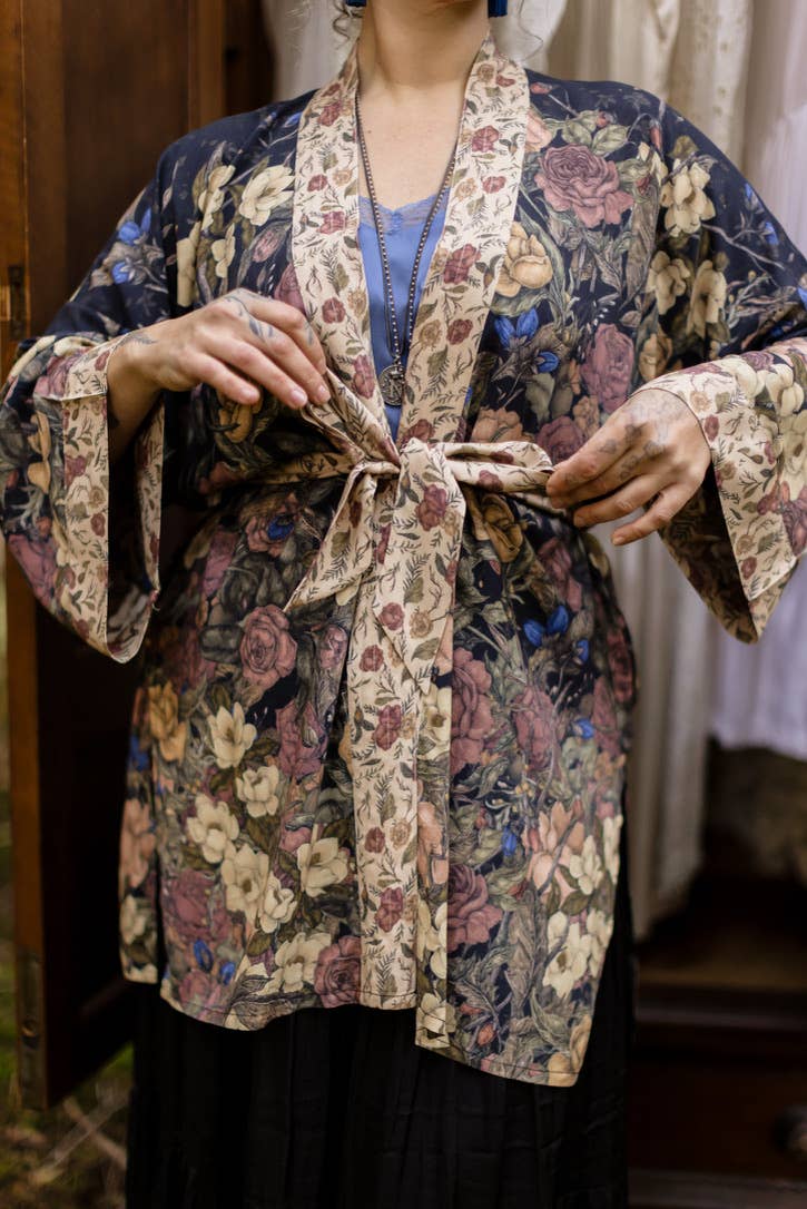 Lionheart Matinée Duster w/ florals & Narnia inspired print