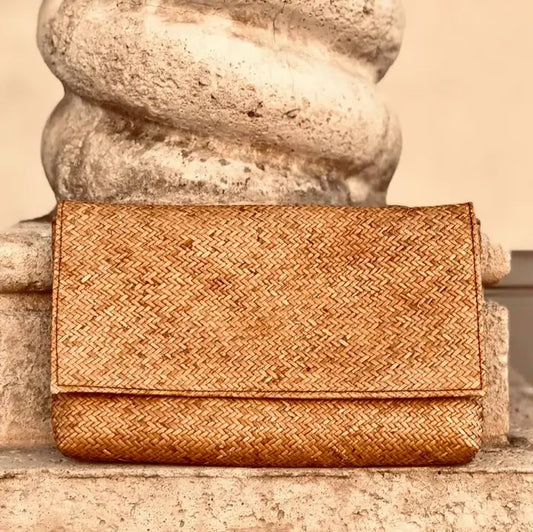 Rattan Clutch - Batik Print Lining