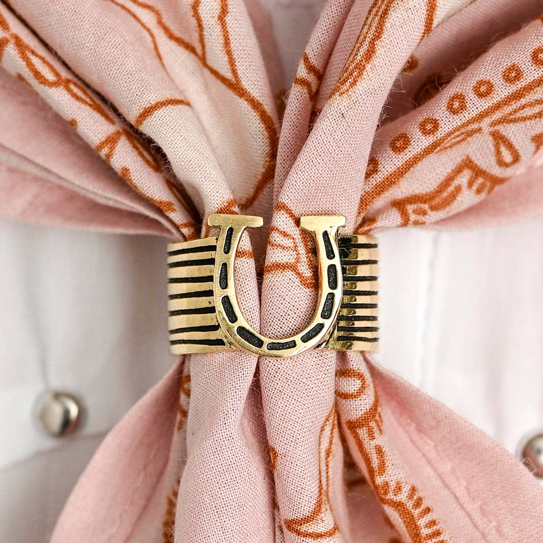 Horseshoe Brass Bandana Slide Ring