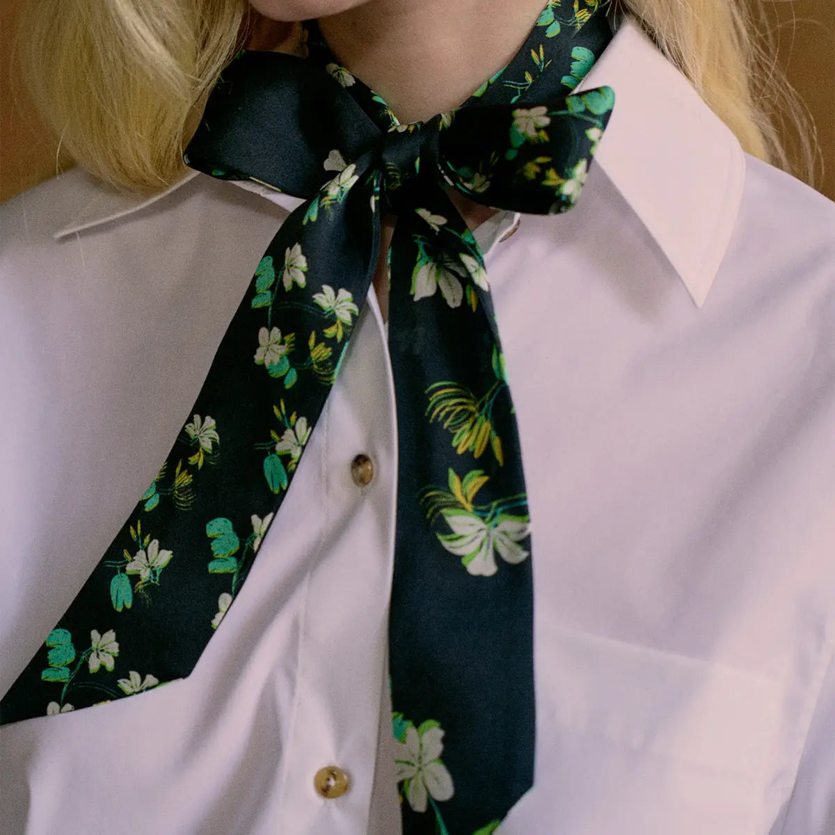 Beach Blossoms silk skinny scarf