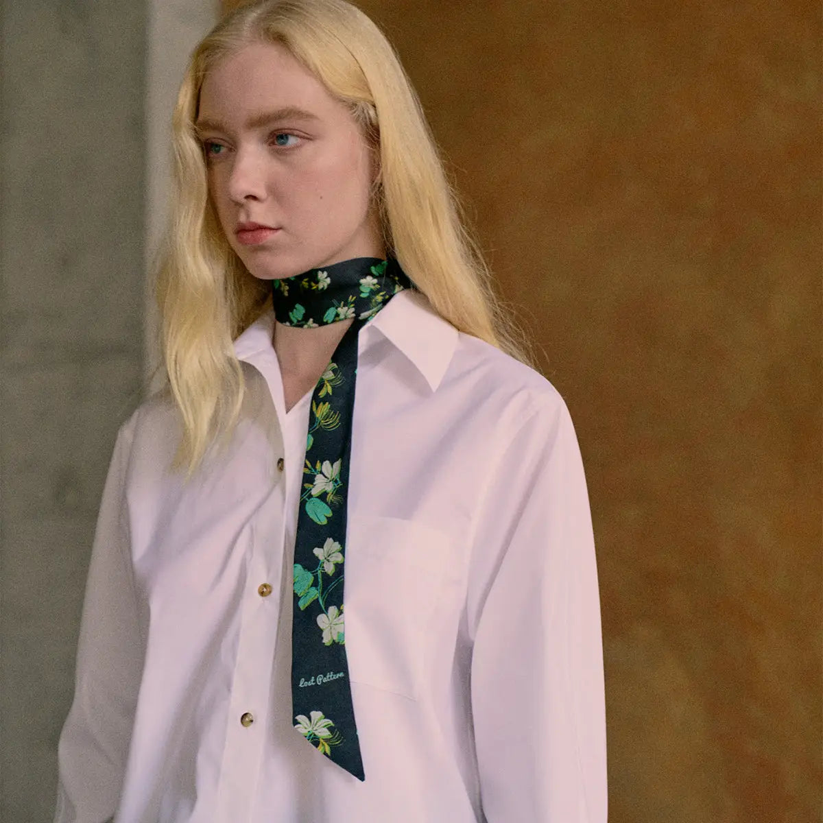 Beach Blossoms silk skinny scarf