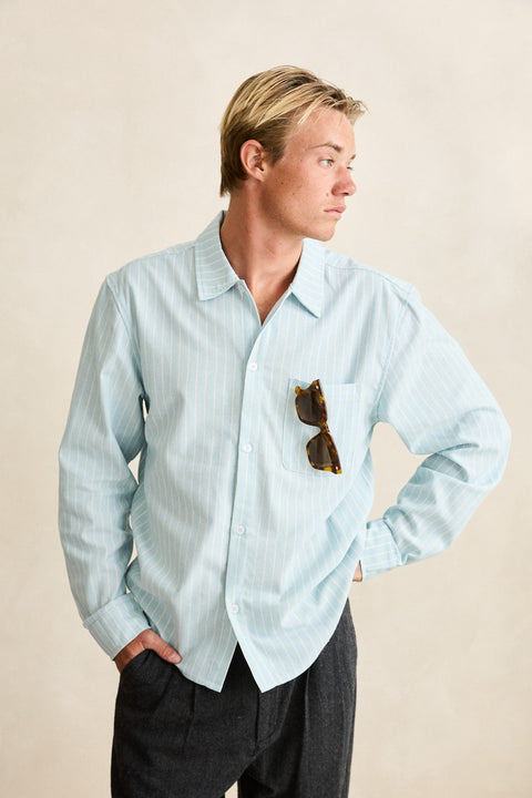 linen pin stripe l/s shirt