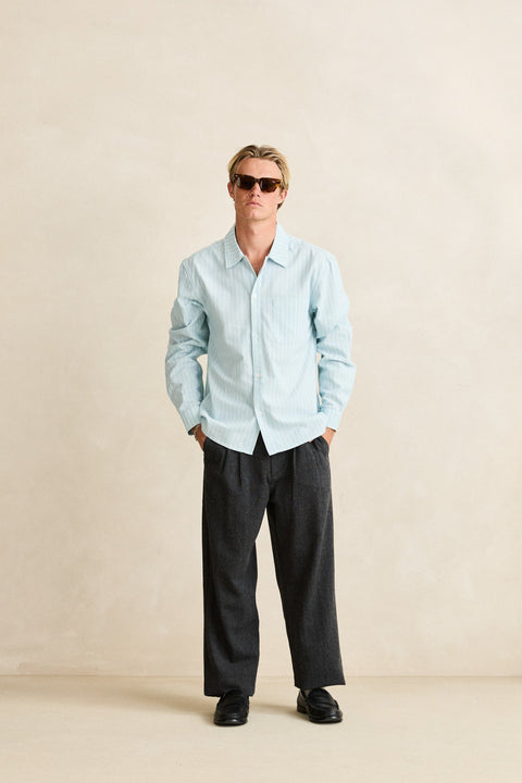 linen pin stripe l/s shirt