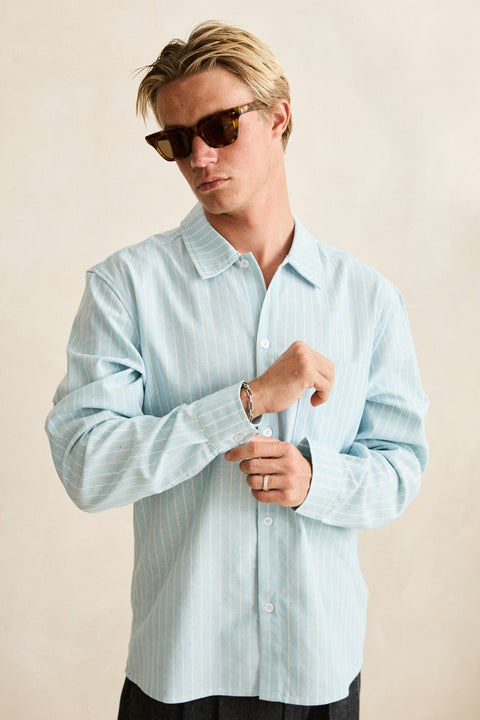 linen pin stripe l/s shirt