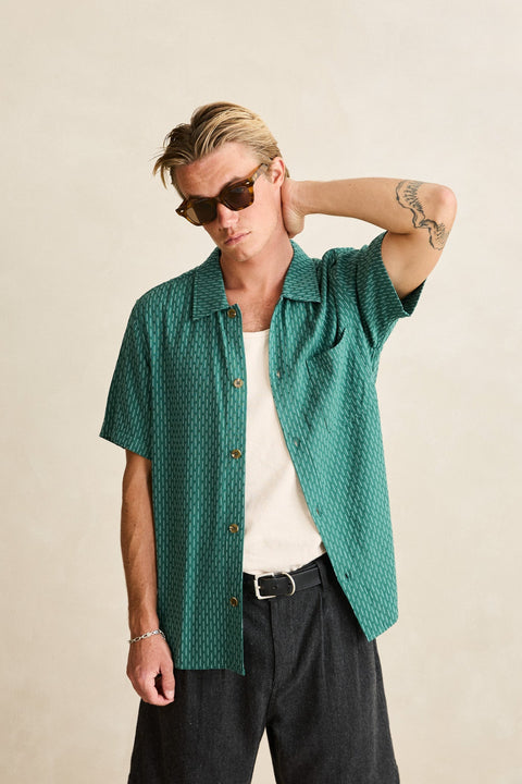 linen float stitch s/s shirt