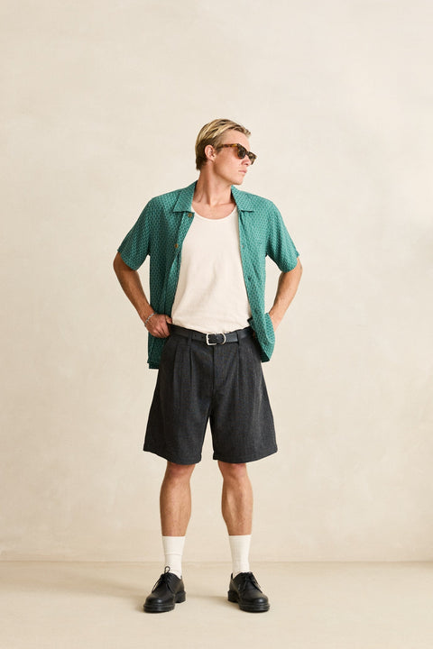 linen float stitch s/s shirt