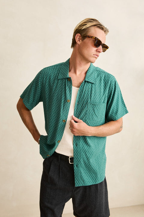 linen float stitch s/s shirt