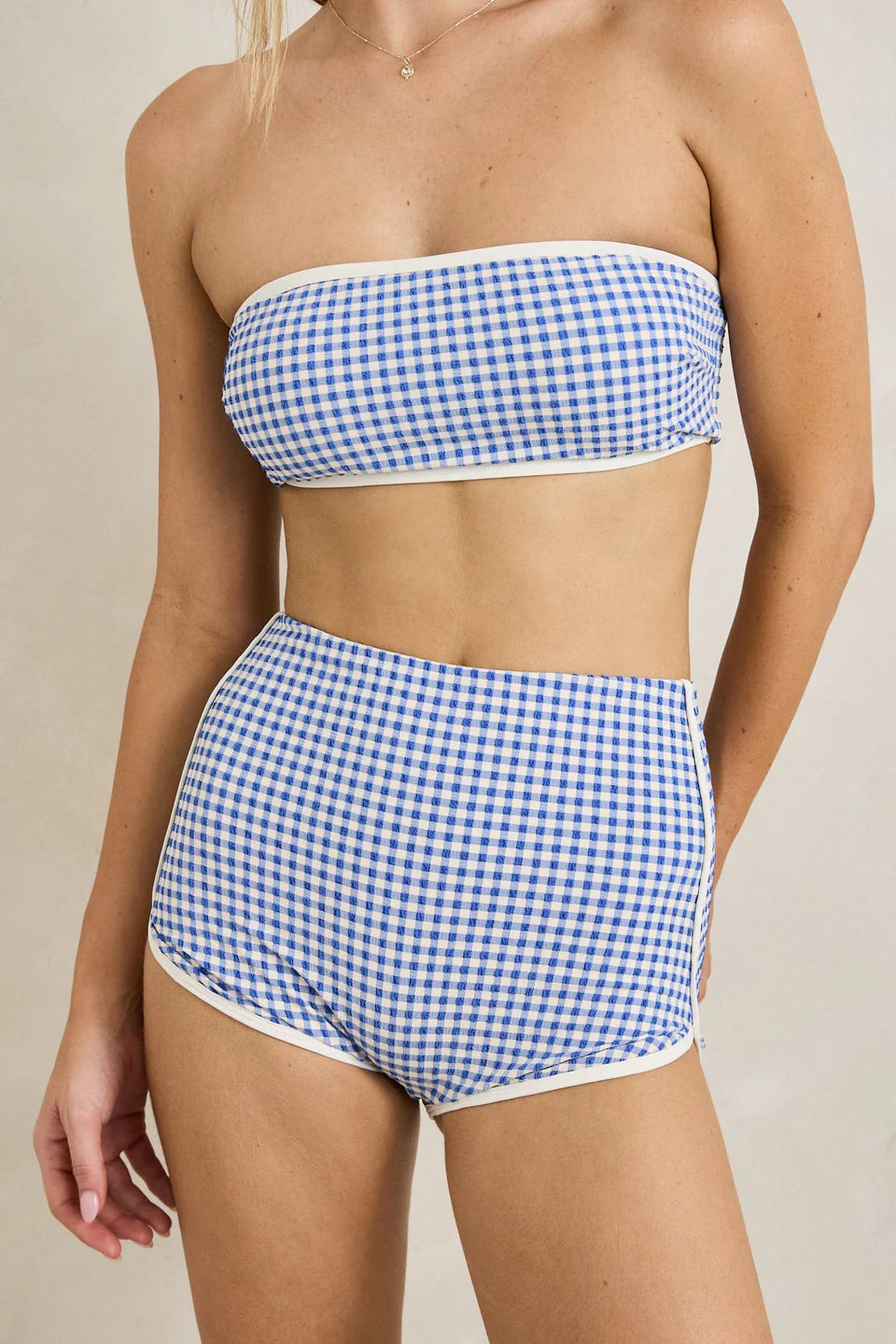 capri check bandeau top