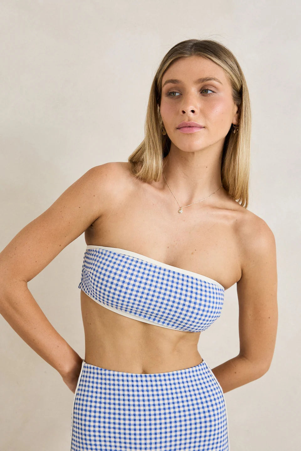 capri check bandeau top