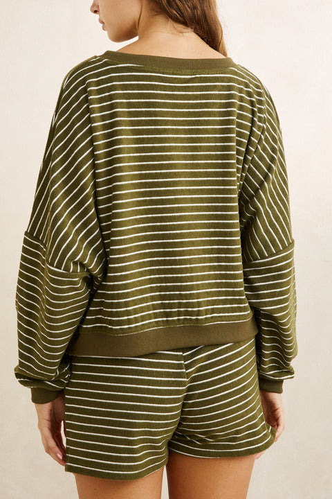 terry stripe crewneck