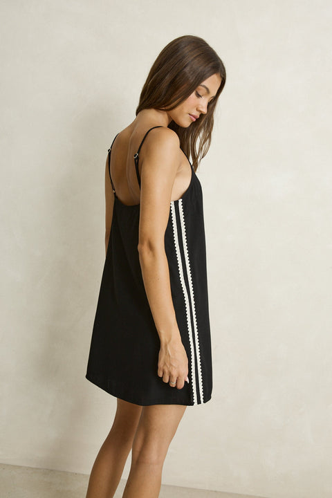 linen lace slip mini dress
