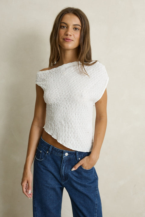 maya lace asymmetric top