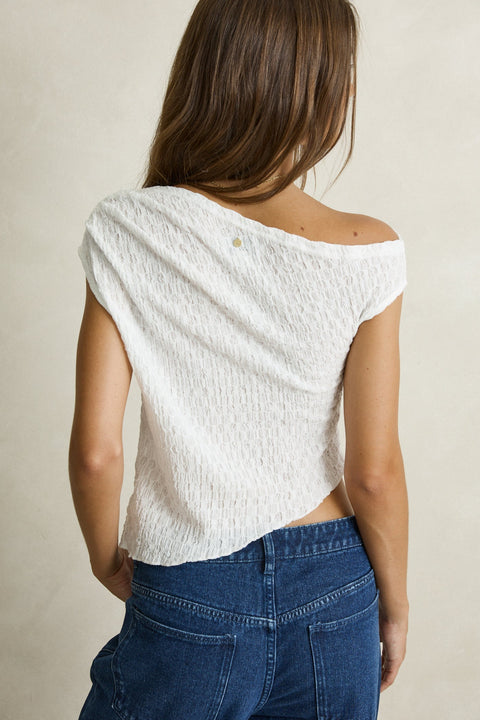 maya lace asymmetric top