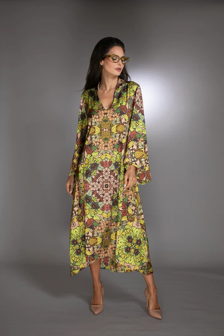 Gold Floral High Low Gown