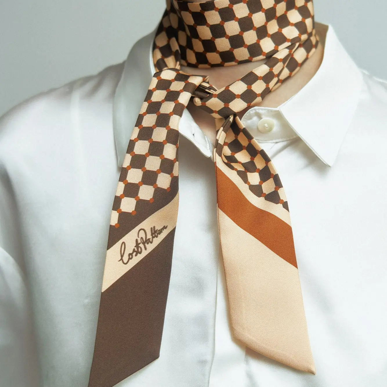 Checkerboard Twill Skinny Scarf