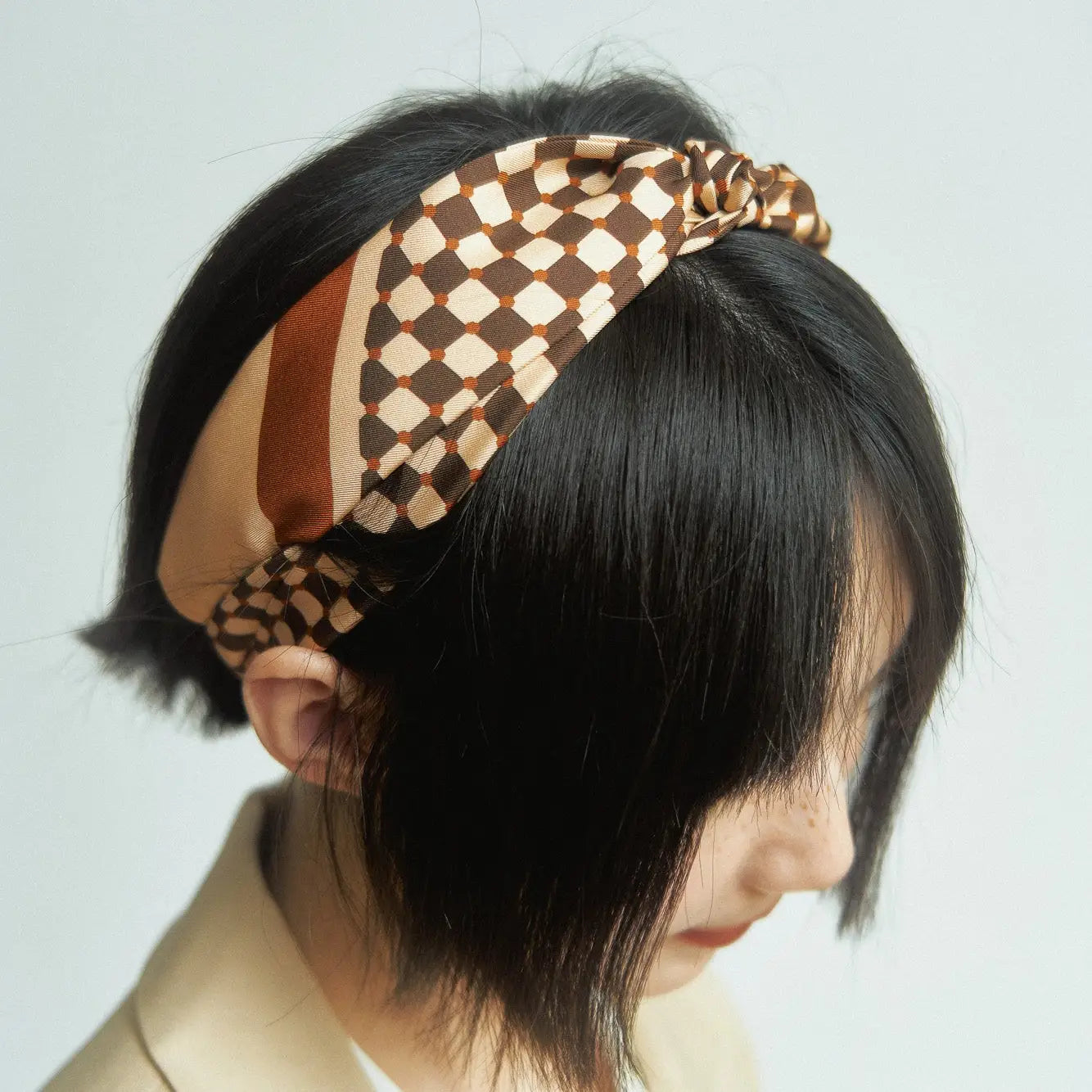 Checkerboard Twill Skinny Scarf