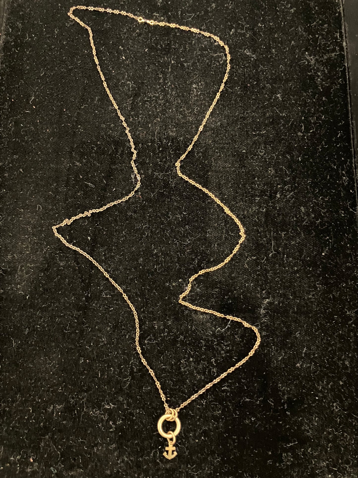 tiny anchor/hoop necklace ~ oxidized brass