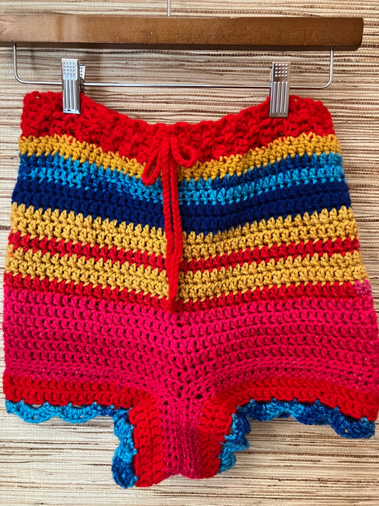 hot pink crocheted hot pants