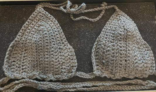 Black Cotton Bikini Top