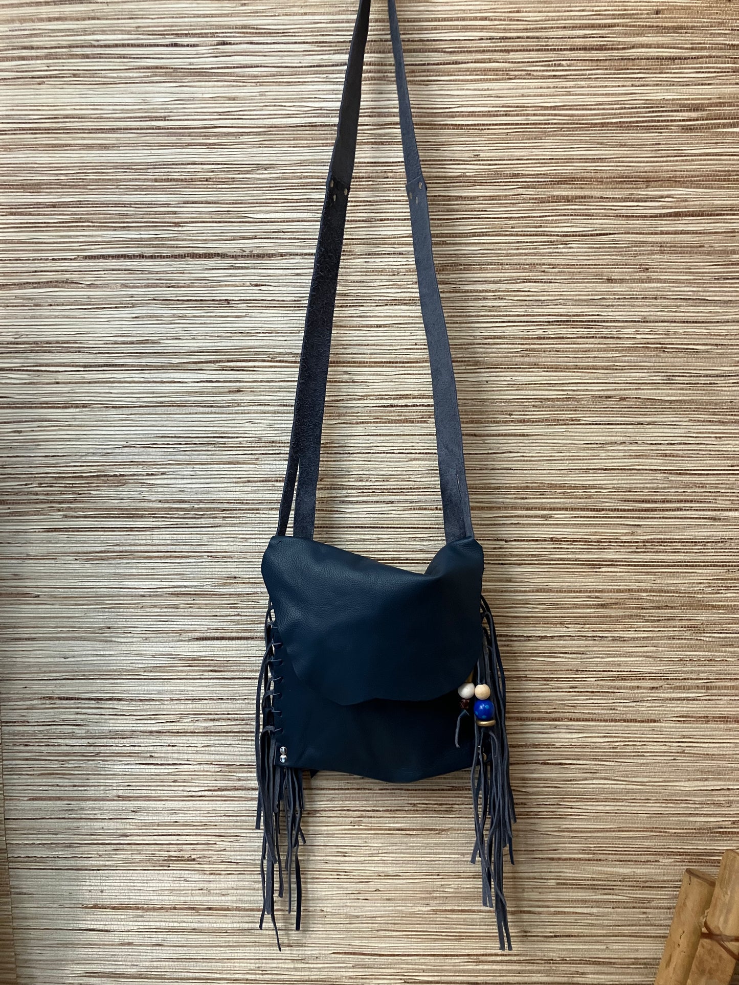 Angela Blue Fringe Bag