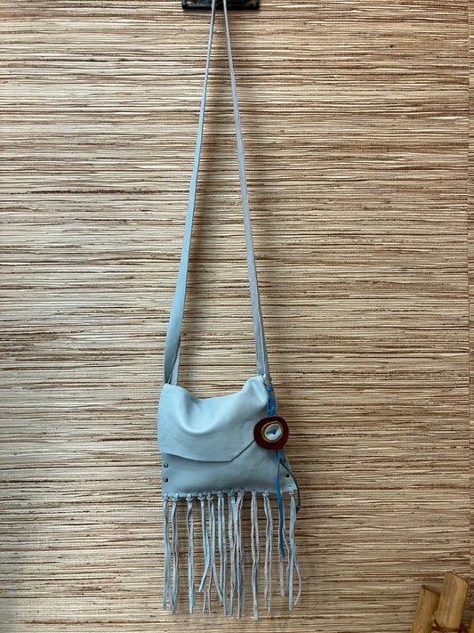 Angela Little Blue Fringe Bag