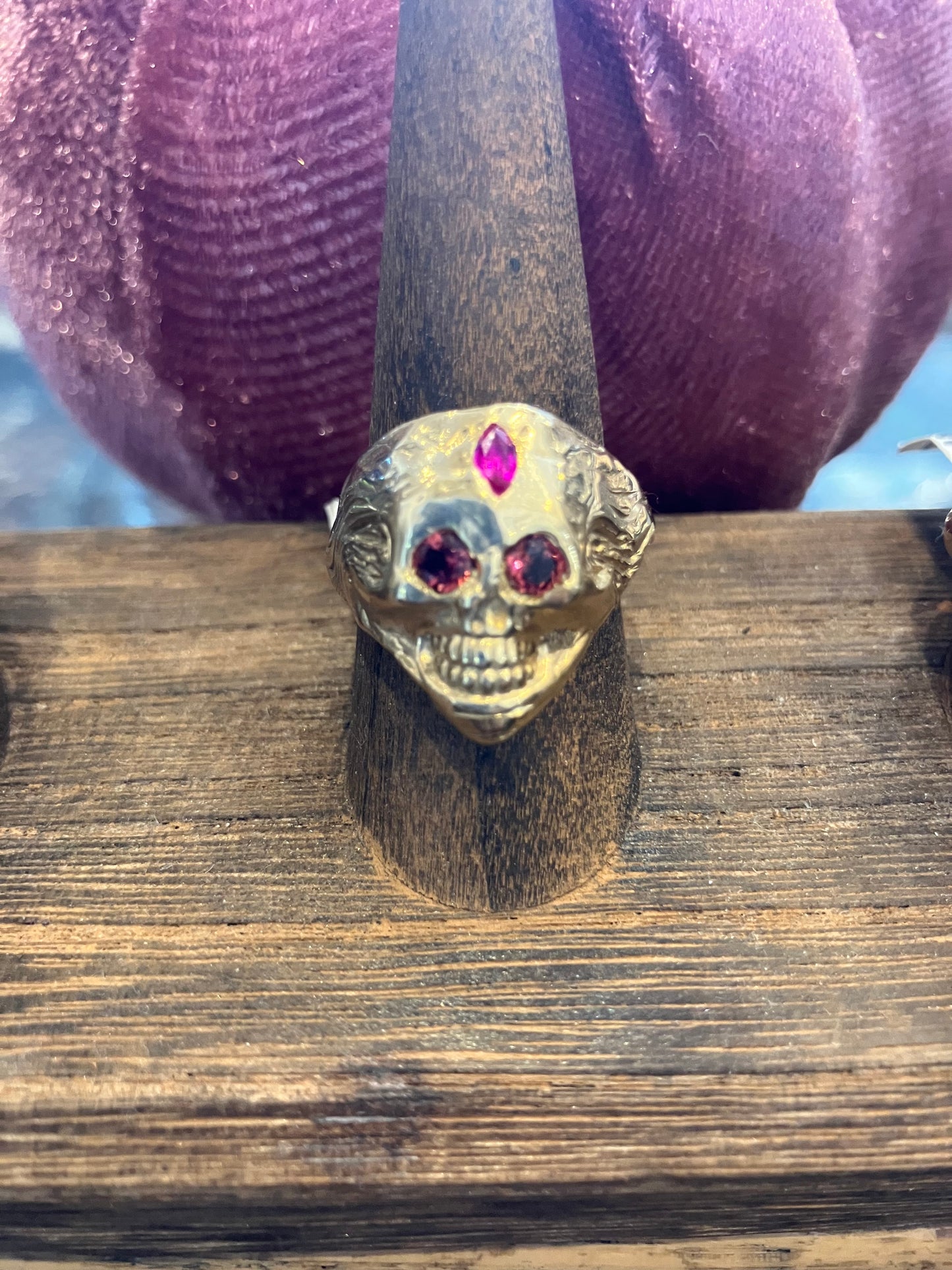 Ruby Garnet Skull Ring