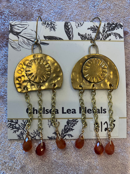Goldfilled lever backs brass/carnelian