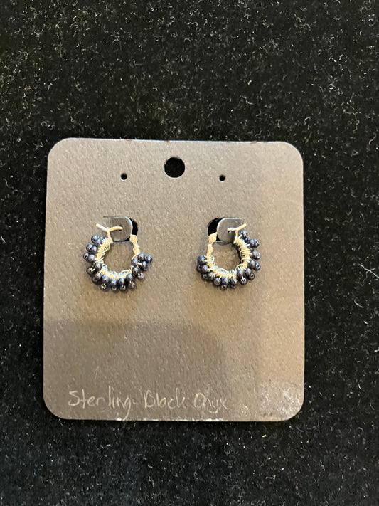shea sterling silver & onyx hoop earrings