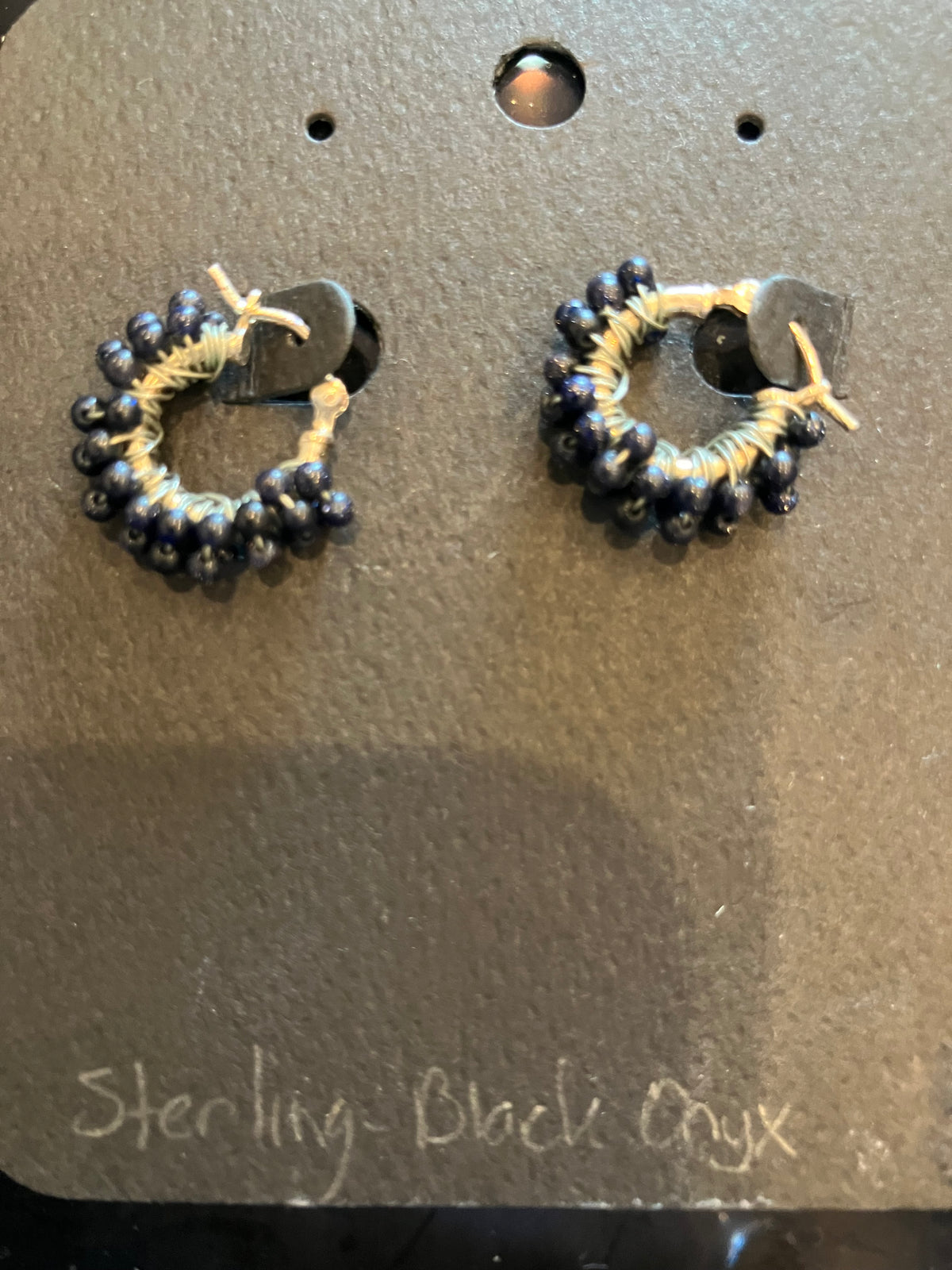 shea sterling silver & onyx hoop earrings