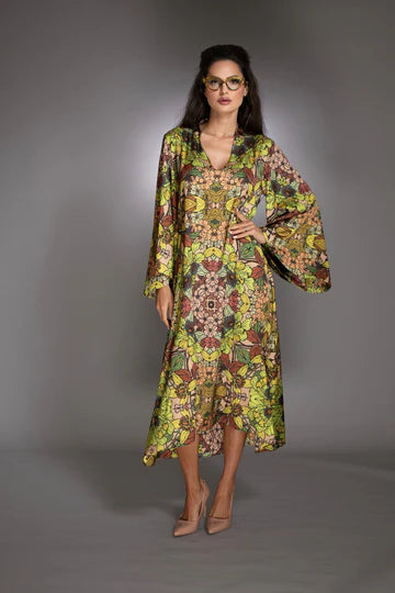 Gold Floral High Low Gown