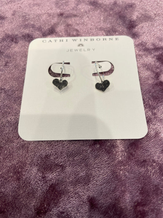 don't go breakin' my heart ~ oxidized sterling silver drops