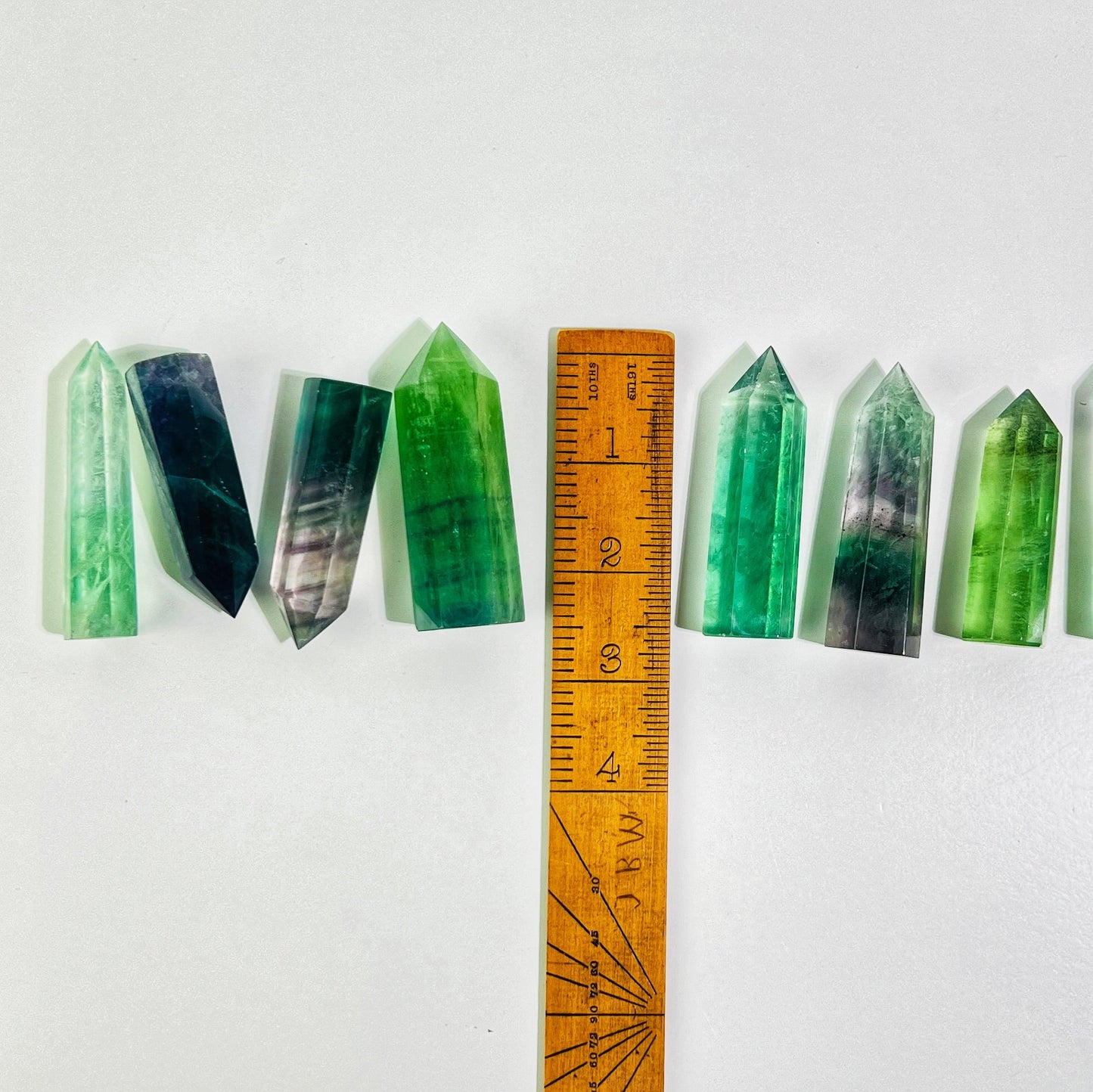 Green Fluorite Quartz Crystal Point