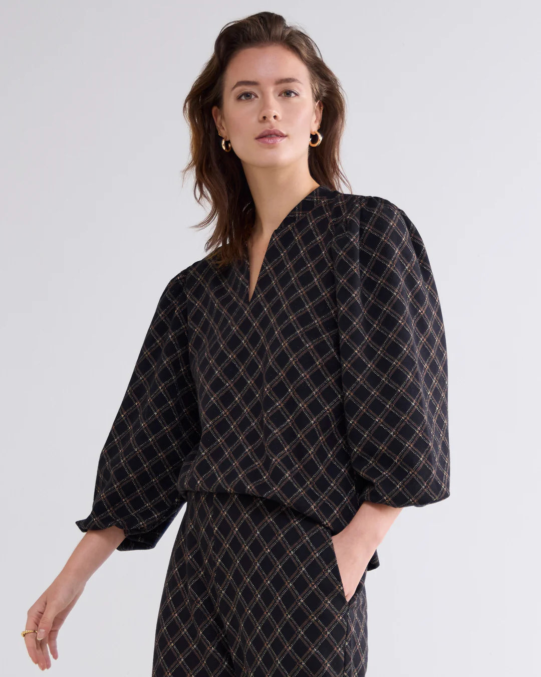 Jacquard Plaid Top