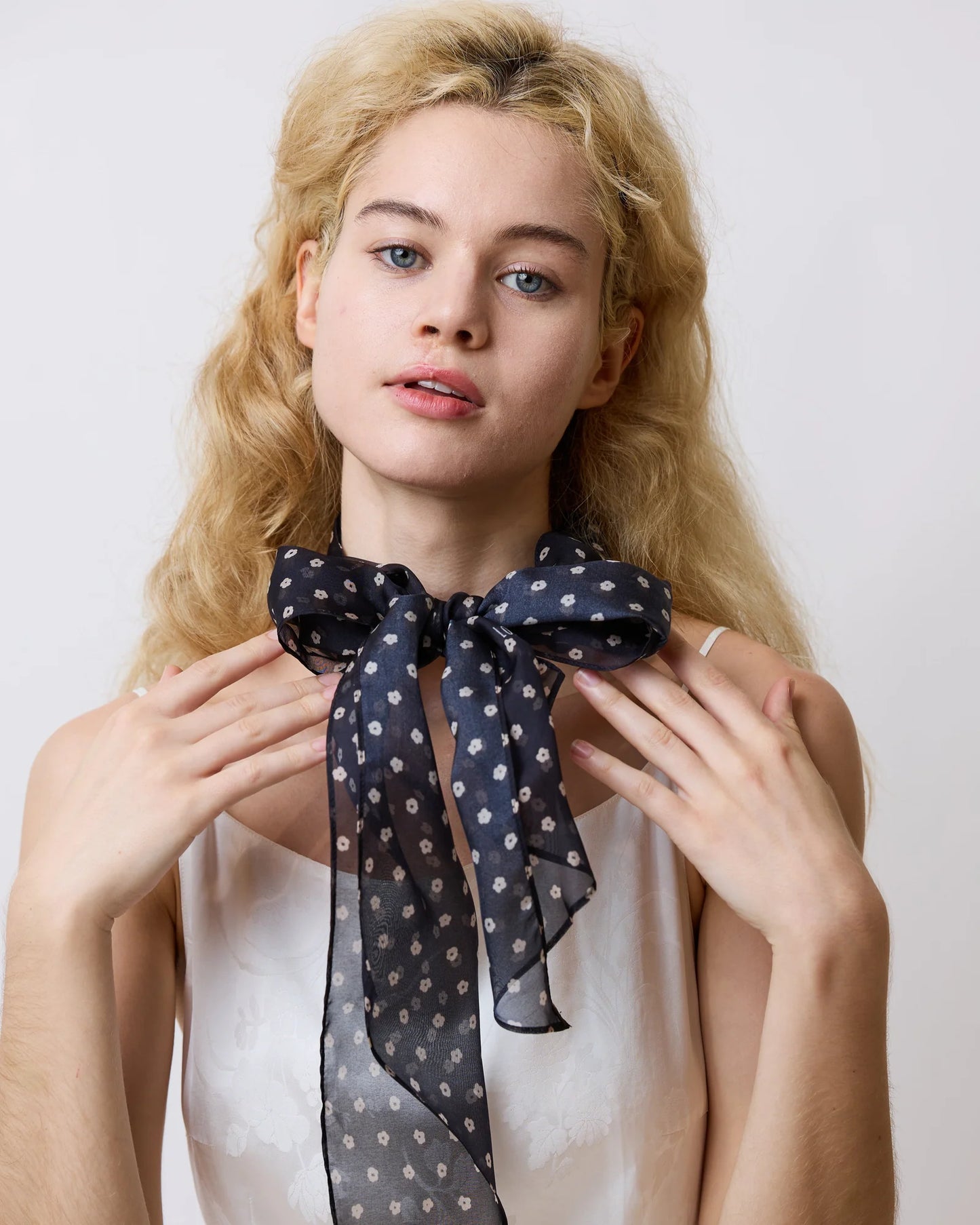 Petal Veil Silk Skinny Scarf