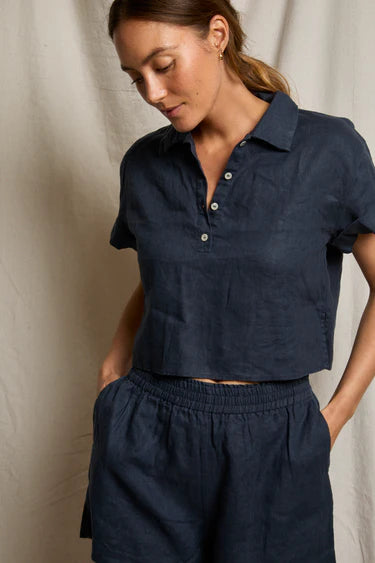Tabitha linen cropped polo
