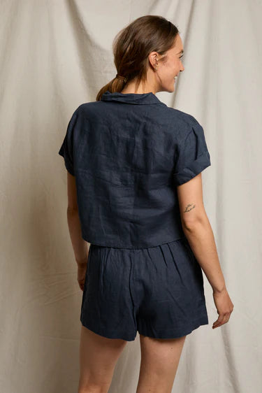 Tabitha linen cropped polo
