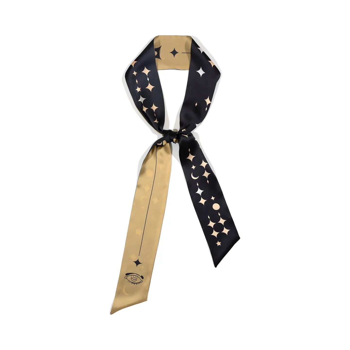Moonlit Stars Silk Neck Bow Scarf