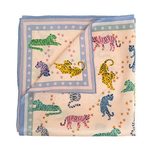 Neon Tiger Silk Bandana Scarf