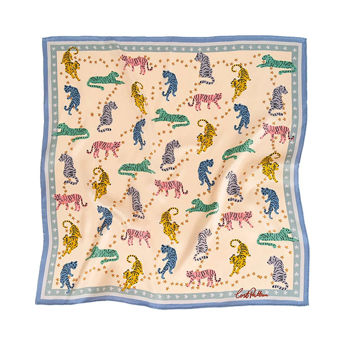 Neon Tiger Silk Bandana Scarf