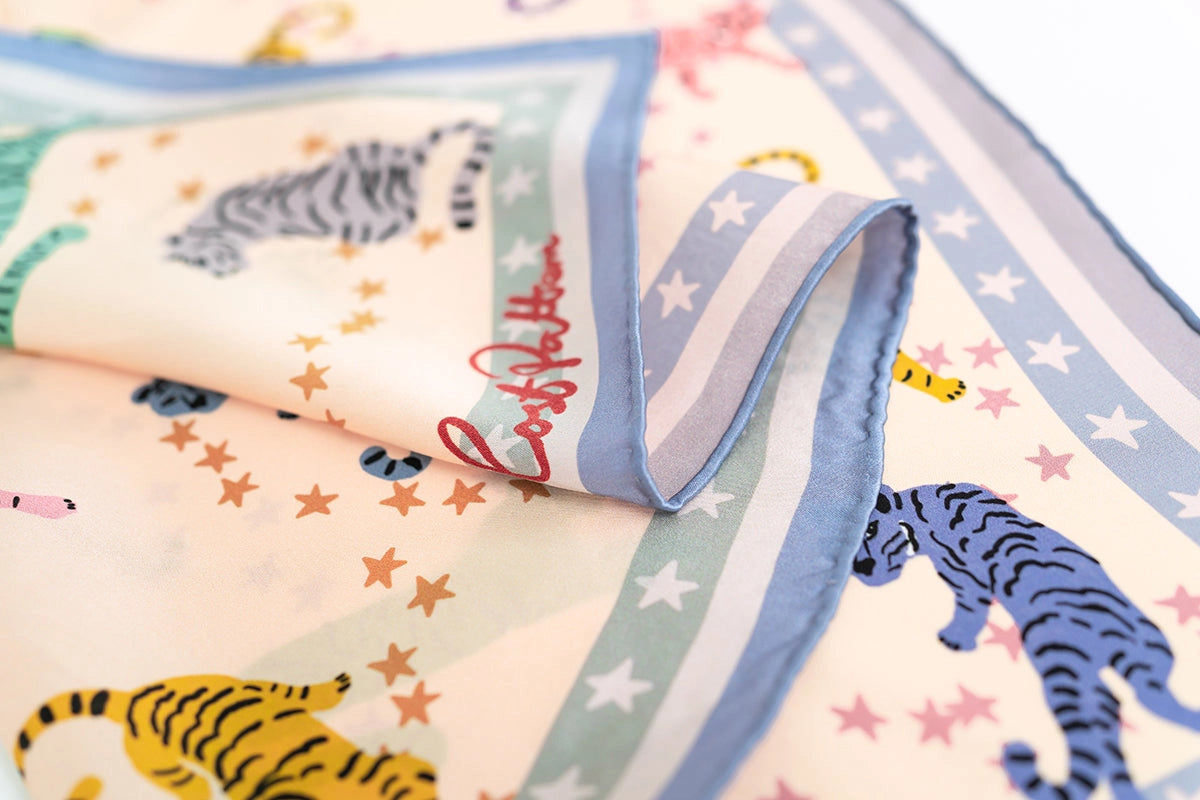 Neon Tiger Silk Bandana Scarf
