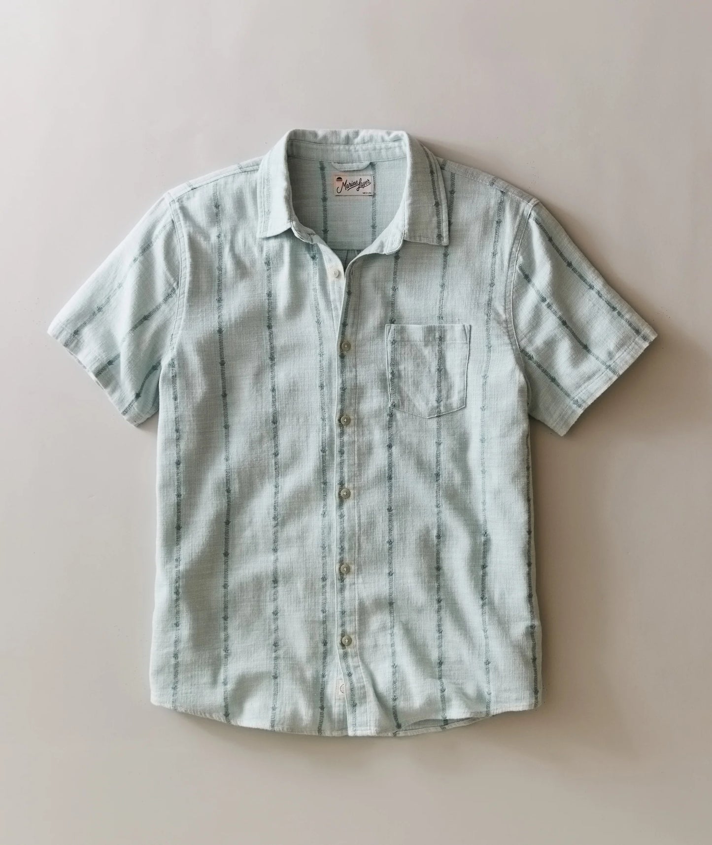 Classic Stretch Selvage Shirt Aqua Agave Print