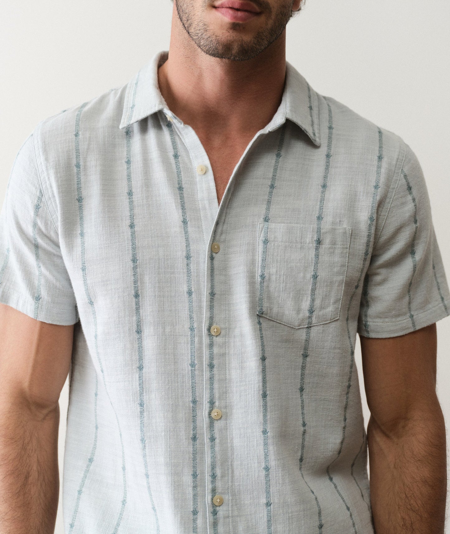 Classic Stretch Selvage Shirt Aqua Agave Print